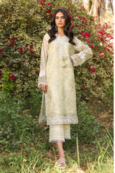DA-2136 LEMON 2PCS  EMBROIDERED KURTA WITH TROUSER